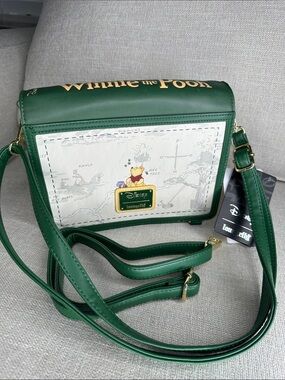 DisneyNWTWinnie the Pooh Green Book-Style Crossbody Bag with Blue Balloon Detail